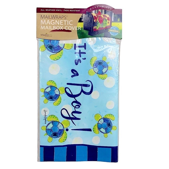 Magnet Works MailWrap Sea Turtle It's a Boy Mailbox Cover For Standard Mailboxes - Picture 2 of 12